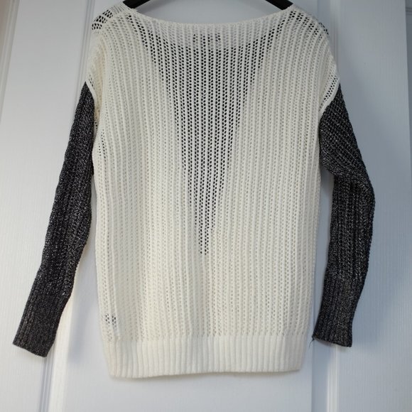 COPY - i Jeans by Buffalo Crocheted Loose Knit Sweater Black Silver metallic si… - Picture 2 of 10